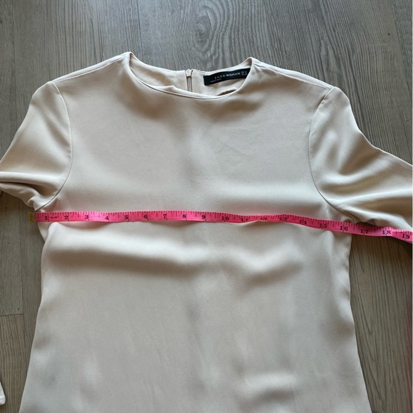 Zara Bell Sleeve cream shift dress size xs pale pink mini dress women’s - Picture 6 of 12